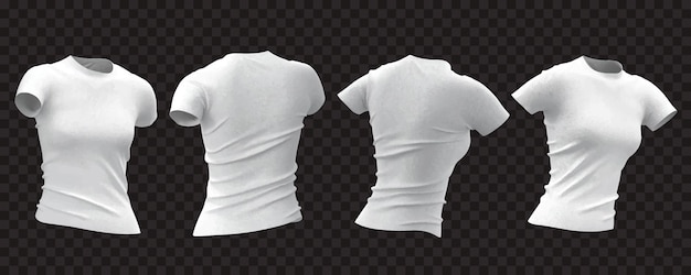 Coleção de camisetas femininas brancas realistas