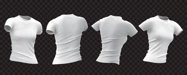 coleção de camisetas femininas brancas realistas