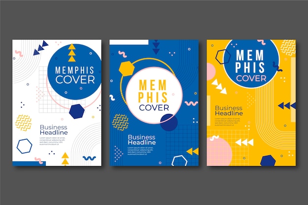 Coleção de capa abstrata de design de memphis