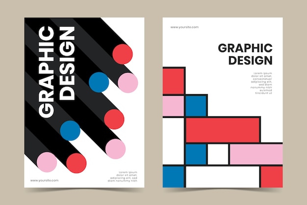 Coleção de capa de design gráfico no estilo bauhaus