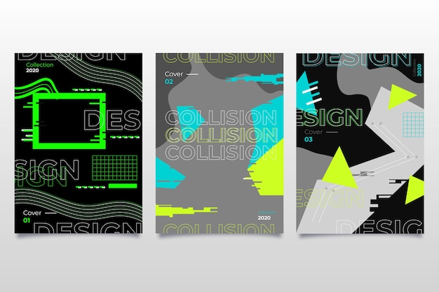 Vetor grátis coleção de capa de falha de design gráfico