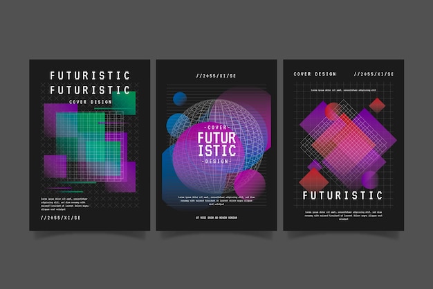 Coleção de capa futurística gradiente