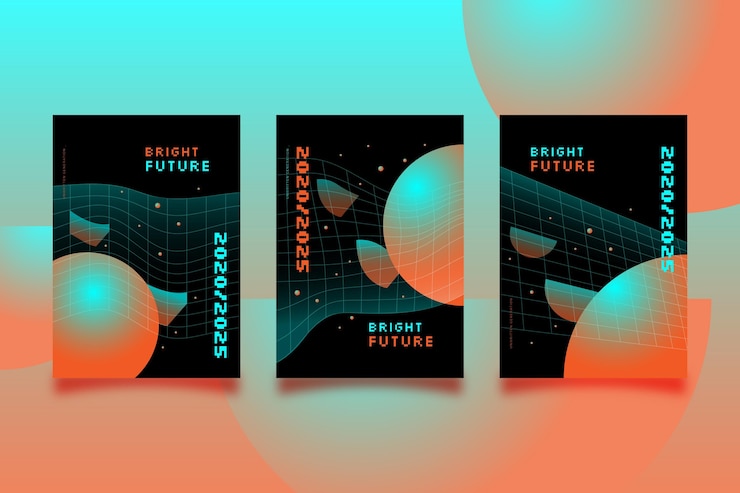 Vetor grátis coleção de capa futurística gradiente