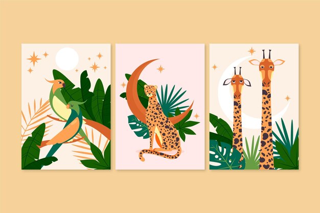 Coleção de capas de animais selvagens planos