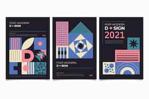 Vetor grátis coleção de capas de negócios pós-modernos com formas geométricas