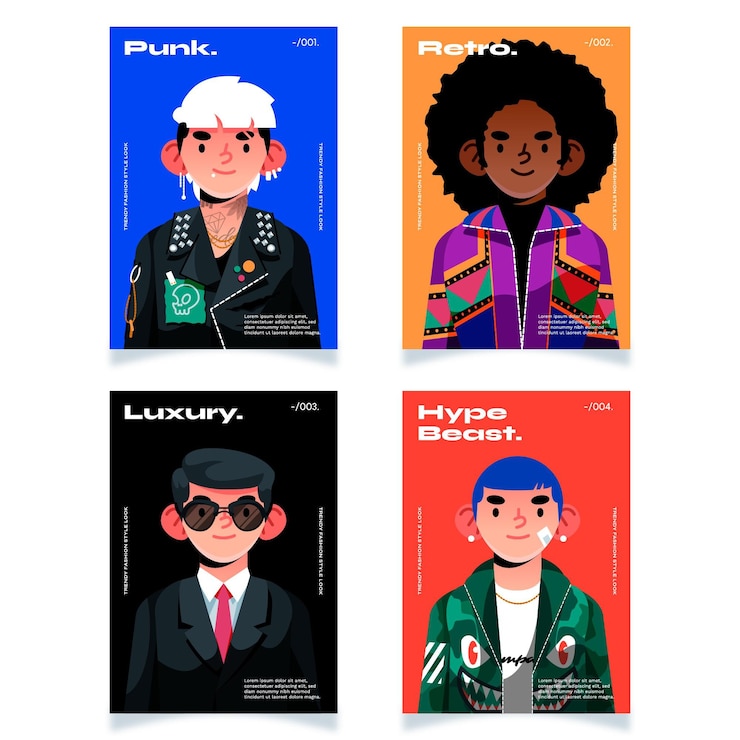 Vetor grátis coleção de capas de retratos da moda na moda