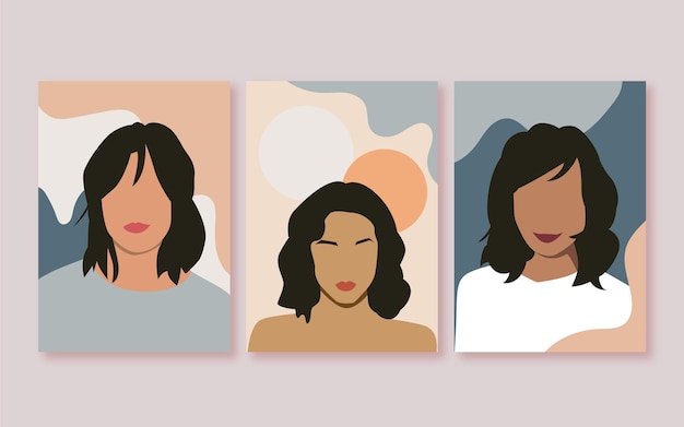 Coleção de capas de retratos de moda simples e modernos