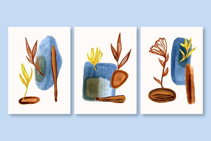 Vetor grátis coleção de capas desenhadas à mão em aquarela minimalista pintada à mão