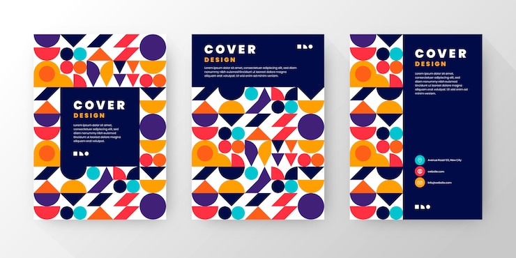 Vetor grátis coleção de capas em mosaico plano