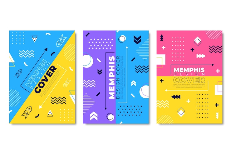 Vetor grátis coleção de capas estilo memphis