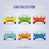 Vetor grátis coleção de carros coloridos em vista frontal