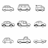 Vetor grátis coleção de carros e caminhões ilustração