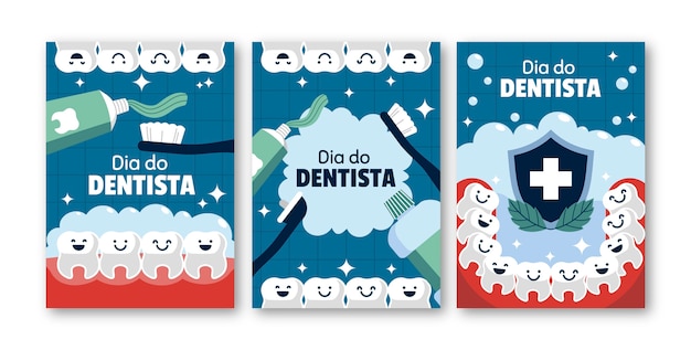 Vetor grátis coleção de cartões de dia do dentista