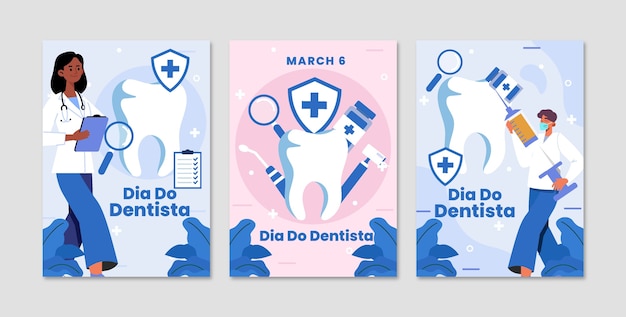 Coleção de cartões de dia do dentista