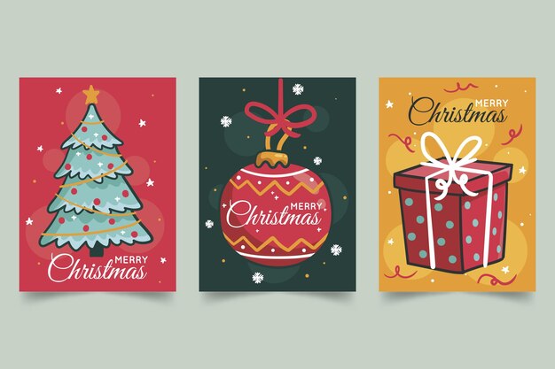 Coleção de cartões de natal desenhados à mão