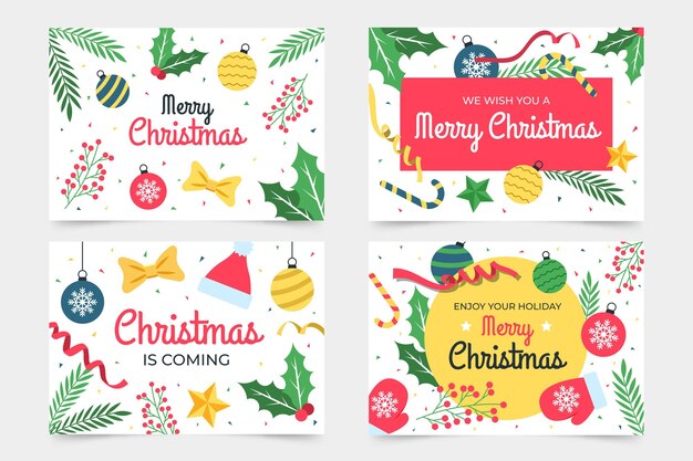 Coleção de cartões de natal ornamentais