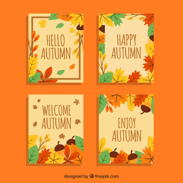 Vetor grátis coleção de cartões de outono