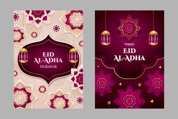 Coleção de cartões de saudação gradiente eid al-adha mubarak
