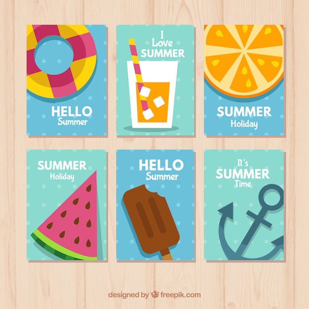 Vetor grátis coleção de cartões de verão