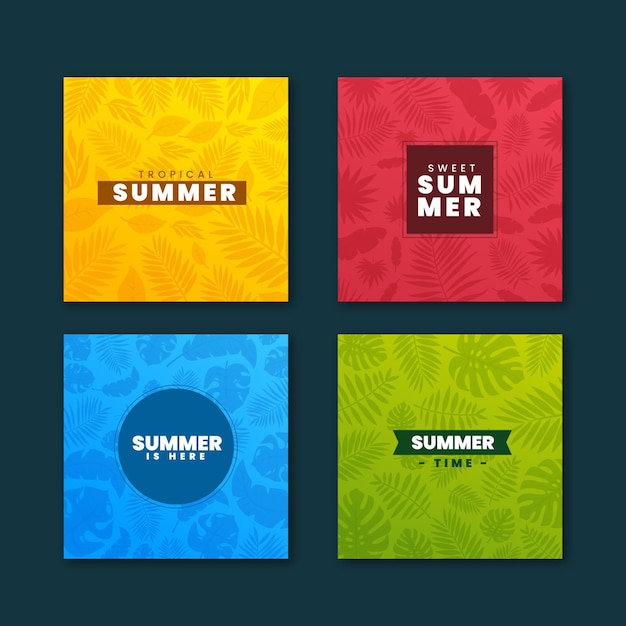 Vetor grátis coleção de cartões de verão