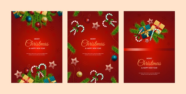 Coleção de cartões gradientes para celebração da temporada de natal