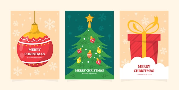 Coleção de cartões minimalistas de temporada de natal plana