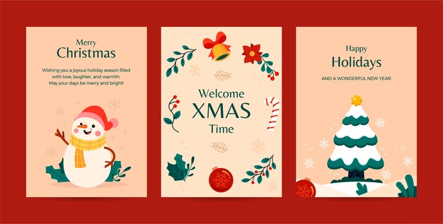 Coleção de cartões planos para celebração da temporada de natal