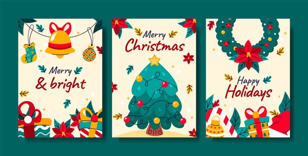 Coleção de cartões planos para celebração da temporada de natal
