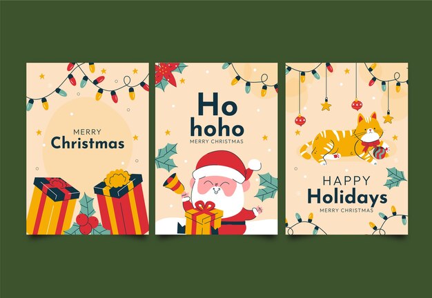 Coleção de cartões planos para celebração da temporada de natal