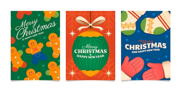 Coleção de cartões planos para celebração da temporada de natal