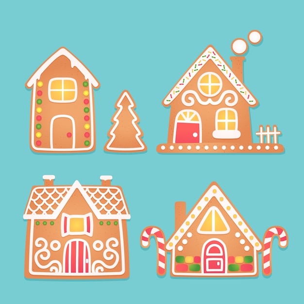 Coleção de casa de gengibre design plano
