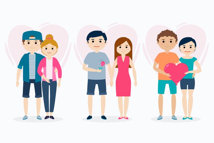 Vetor grátis coleção de casal dia dos namorados