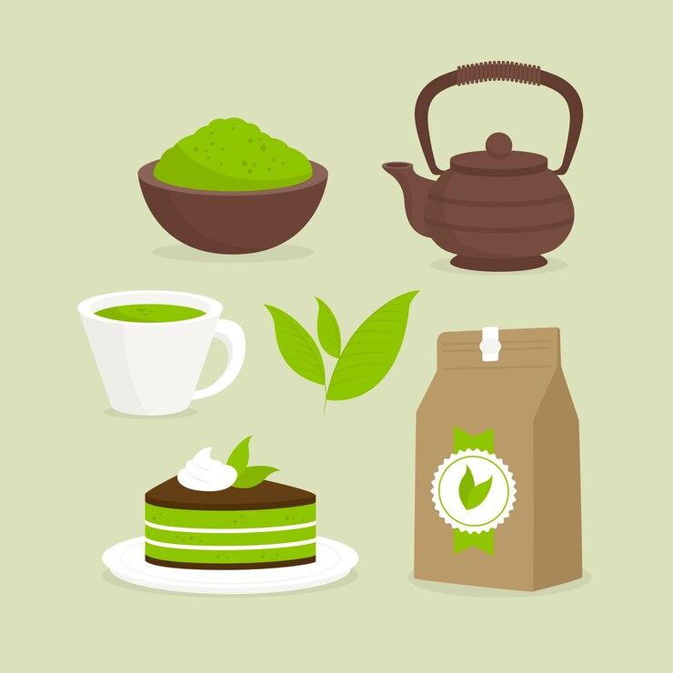 Vetor grátis coleção de chá matcha