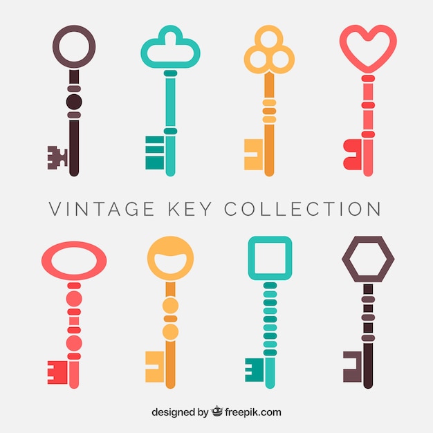 Vetor grátis coleção de chaves vintage
