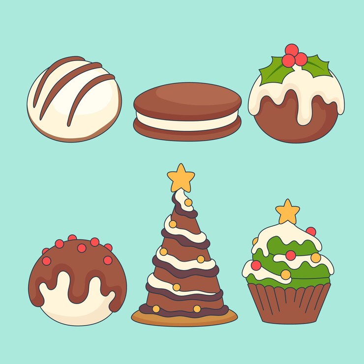 Vetor grátis coleção de chocolates de natal desenhada à mão