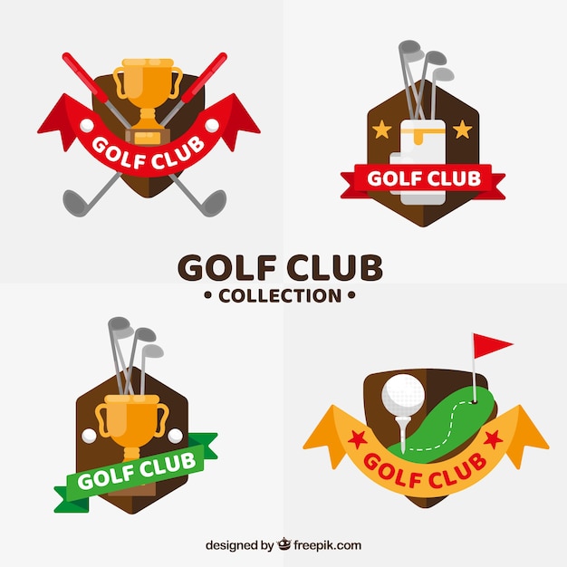 Coleção de clubes de golfe em estilo plano