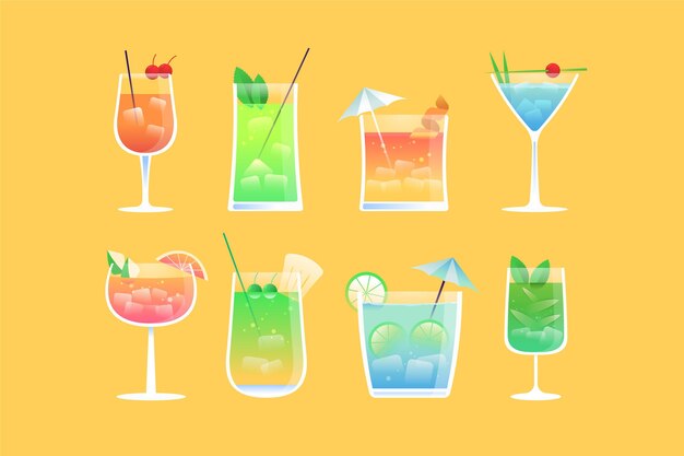 Coleção de cocktail de design plano
