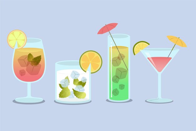 Coleção de cocktail desenhada de mão