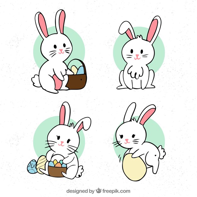 Coleção de coelhinho da páscoa desenhada à mão