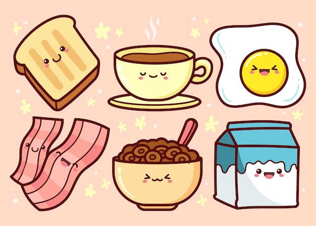 Como desenhar alimentos para café da manhã Kawaii, Lacy May Art