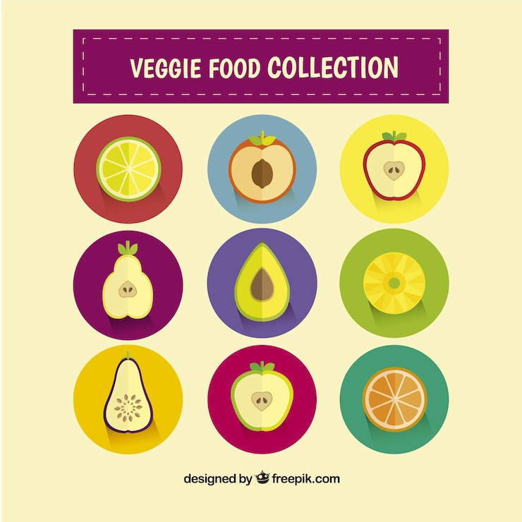 Vetor grátis coleção de comida vegetariana