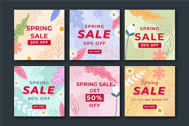 Coleção de conceito de postagem de instagram de venda de primavera