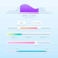 Vetor grátis coleção de controles deslizantes de gradiente
