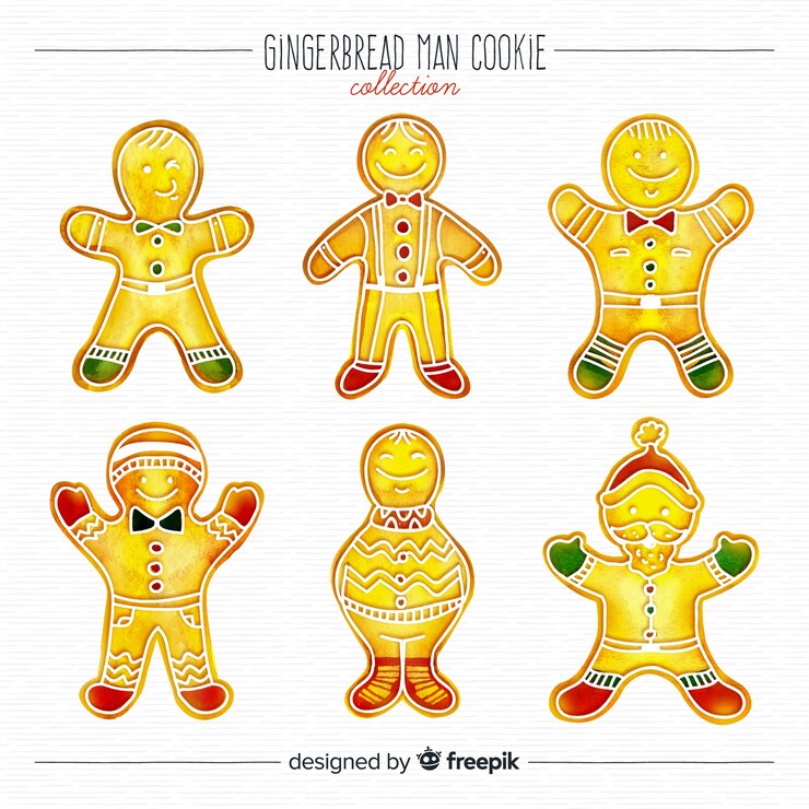 Vetor grátis coleção de cookies de pão de gengibre