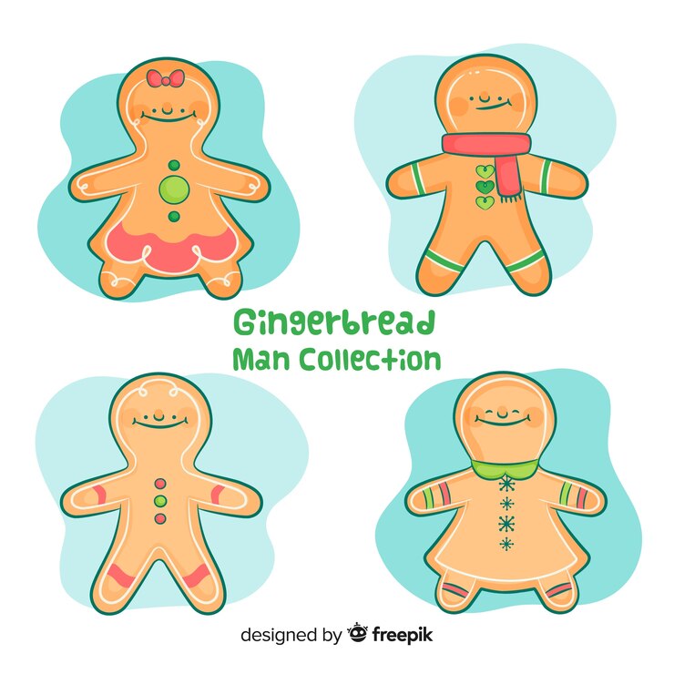 Vetor grátis coleção de cookies de pão de gengibre