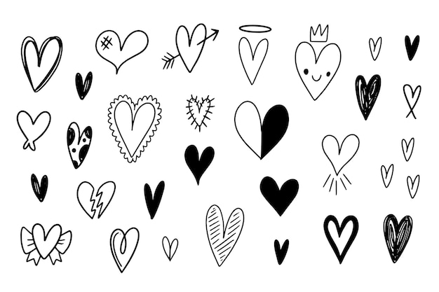Vetor grátis coleção de coração desenhada à mão