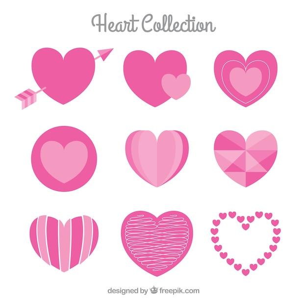 Vetor grátis coleção de coração plano