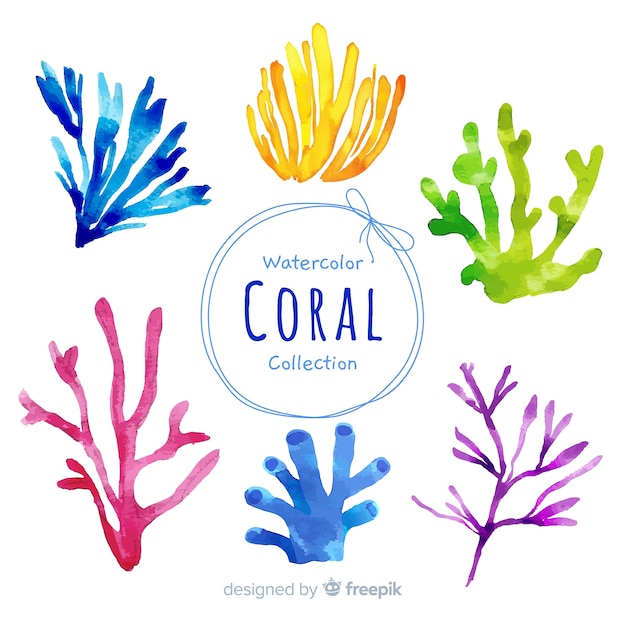 Vetor grátis coleção de coral aquarela