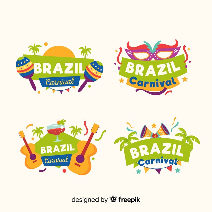 Vetor grátis coleção de crachá brasileiro carnaval