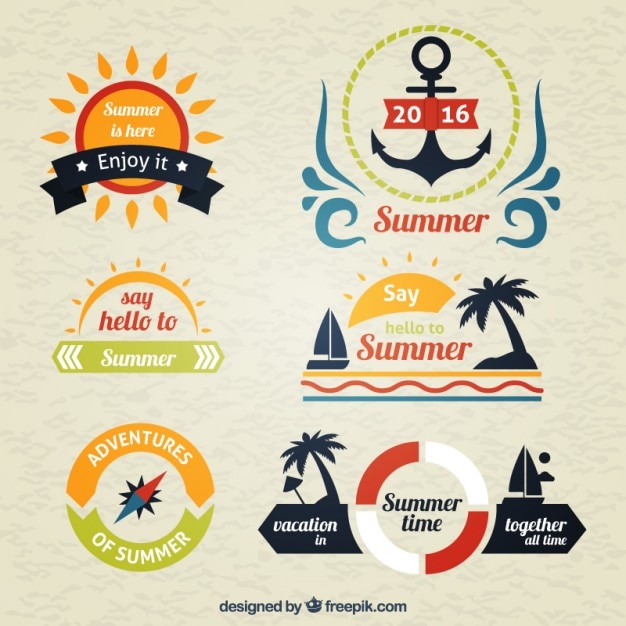 Vetor grátis coleção de crachá de verão agradável